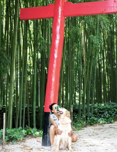 La Bambouseraie d Anduze avec son chien